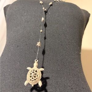 Silver-Tone Turtle Pendant Lariat Necklace - Women's Jewelry